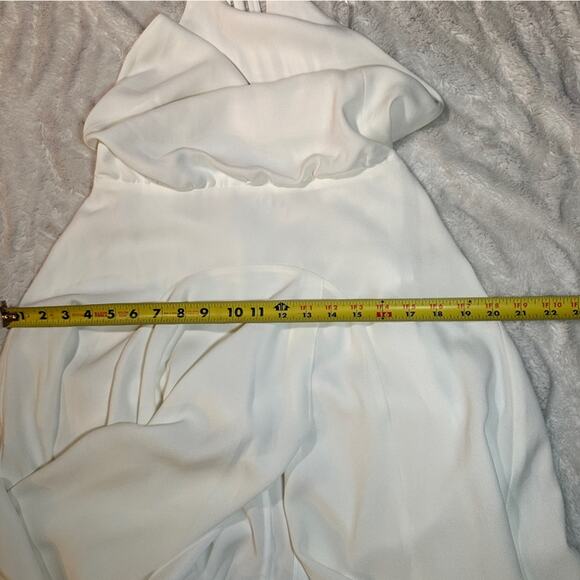 Halston Heritage Size 4 Chalk White Handkerchief Style Midi Dress Glam Party - Picture 10 of 14